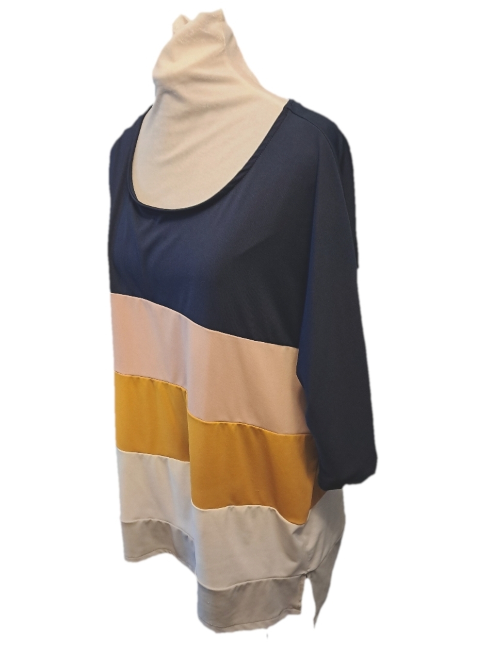 Umgee Colorblock Scoop 3/4 Sleeve Top